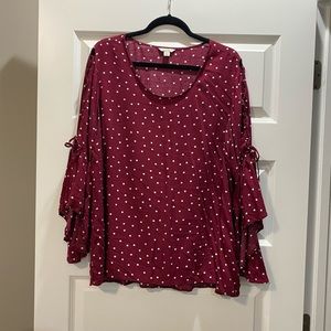 Women’s “Cato” maroon poked dot blouse